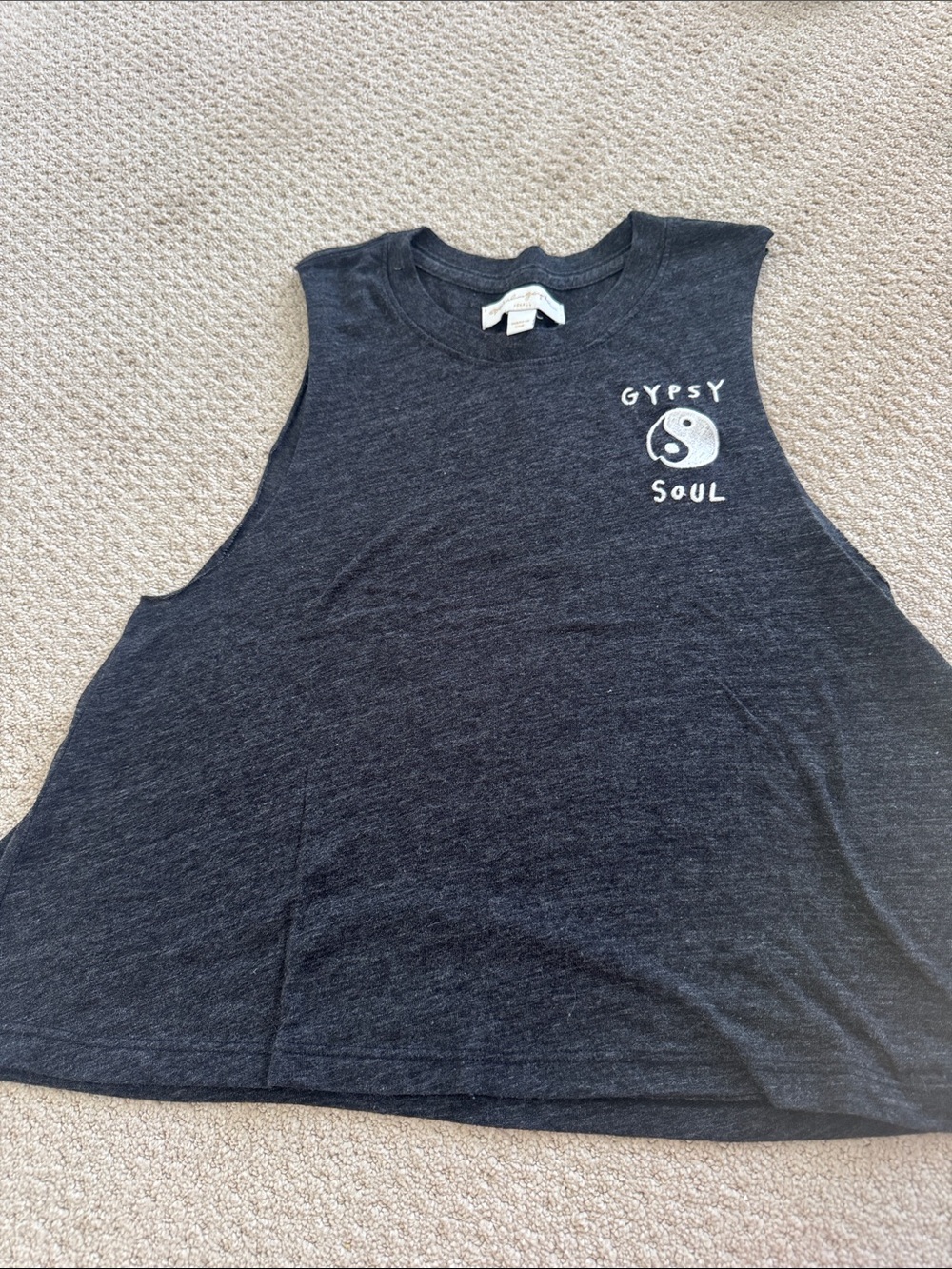 Black Sleeveless Graphic Tank Top